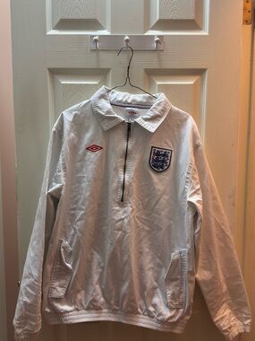 Umbro White England Crest Quarter-Zip Pullover
